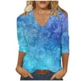thumbnail image 2 of Viluyesy V-Neck T-Shirt for Womens 3/4 Sleeves Shirt Tops Fashionable Loose Blouse Multicolor Size 3XL, 2 of 5