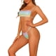 thumbnail image 4 of Conjuntos de bikini de mujer en color degradado, 2 piezas, traje de baño bandeau con cordones, traje de baño, ropa de baño, talla X-Large, verde, púrpura, naranja, 4 of 5