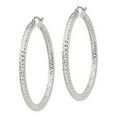 thumbnail image 2 of 925 Sterling Silver Anti-Tarnish Coating Women's 3mm Textured Tube Hoop Earrings | 45mm, 2 of 4