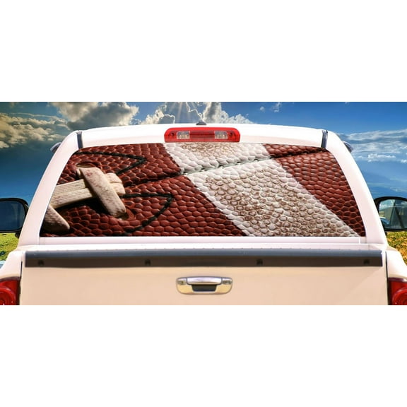 FOOTBALL Rear Window Graphic back truck decal suv view thru vinyl