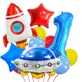 thumbnail image 1 of Kit de globos con temática espacial, 11 unidades, para cumpleaños de niños con cohete o ovni, 1 of 2