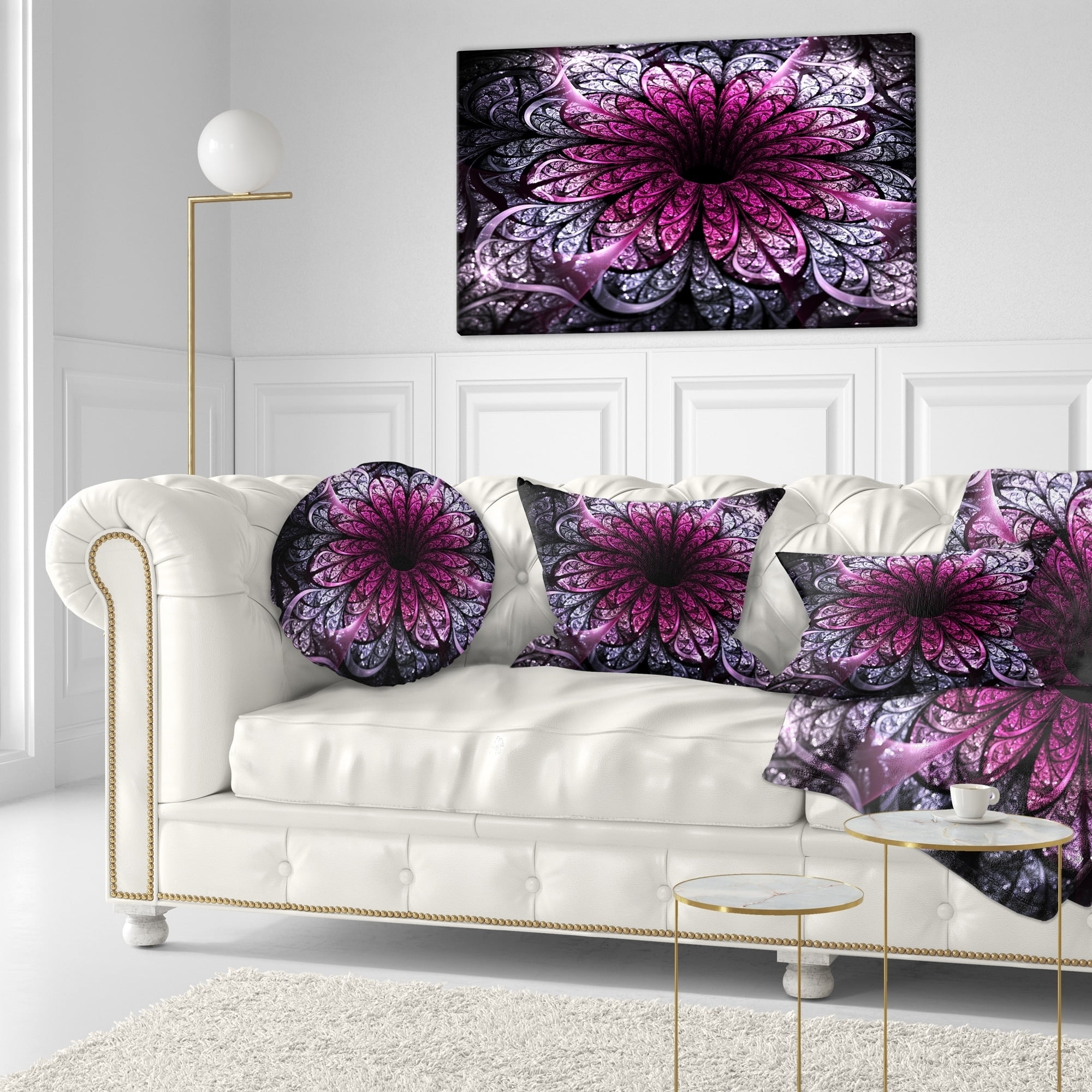 Designart CU11828-16-16 Dark Purple Fractal Flower Digital Art Floral Cushion Cover for Living Room Sofa Throw Pillow 16 in x 16 in in Insert Printed On Both Side