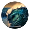 thumbnail image 2 of Designart "Beach Sunset Blue with Waves I" Modern Landscape Beach Metal Round Art Living Room, 2 of 5