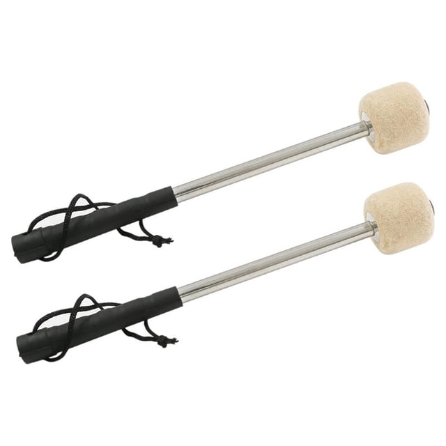 2 Mazos de Tambor de Acero de Bajo de 12,5 Pulgadas, de Fieltro de Lana con Manija de Acero Inoxidable, Mazos de Tambor de Lana Antideslizantes
