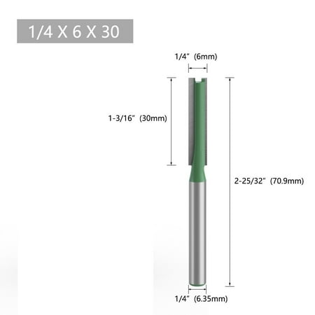 

1-7Pc 1/4 Shank Single Double Flute Straight Router Bit Milling Cutter for Wood 1/4X6X30