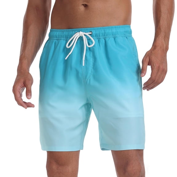 Chiccall Mens Hawaiian Swim Trunks with Inner Pockets Summer Stretch Quick-Dry SwimSuits Bathing Shorts Elastic Waist Drawstring Boad Shorts