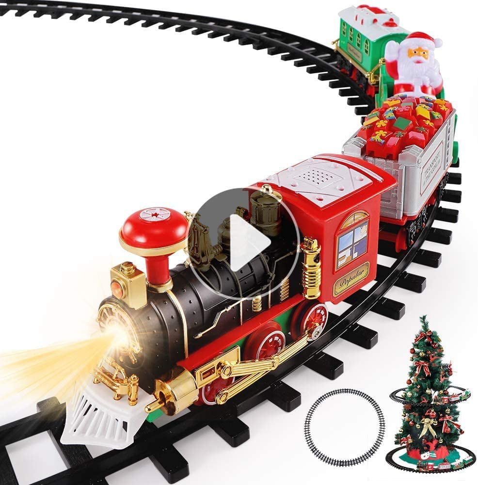 TWO CARRIAGES CHRISTMAS TRAIN SET With Real Train Noises Headlight ENGINE 