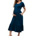 thumbnail image 5 of Beaisland Women’s Maternity Dress Short Sleeve Pleated Flowing Pregnancy Beach Dresses, 5 of 7