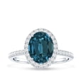 thumbnail image 4 of Rosec Jewels Ladies 2.5 CT Oval Cut London Blue Topaz Ring with Diamond Halo - December Birthstone Ring, 10K White Gold, US 6.50, 4 of 8