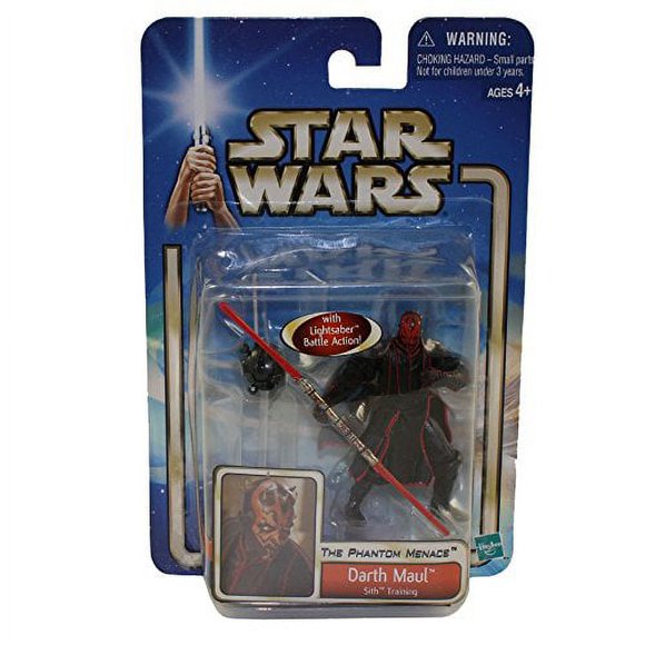 Star Wars Year 2002 Episode 1 "The Phantom Menace" Series 4 Inch Tall Action Figure - DARTH MAUL at Sith Training with Lightsaber Battle Action, Double-Bladed Red Lightsaber and Probe Droid with Stand