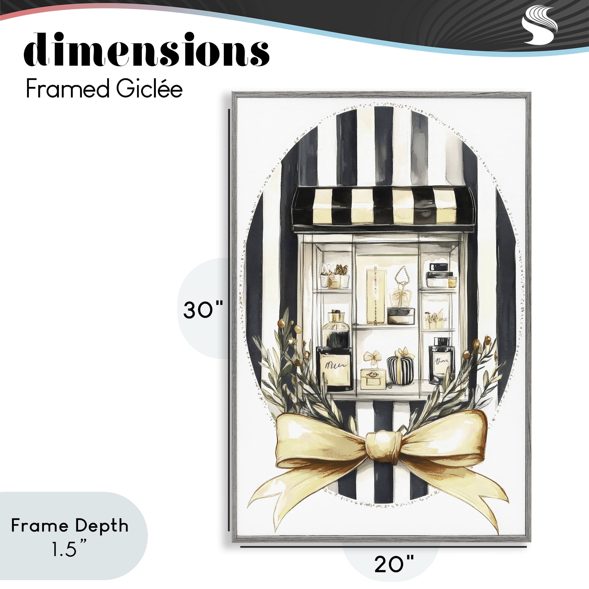 Stupell Industries Maison Perfume Window Display Gray Framed Giclee Art, design by Petal Prints Design