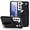 Black for Samsung Galaxy S22, variant on Design for Samsung Galaxy S22 5G Phone Case with Screen Protector Adjustable Wrist Strap Kickstand Credit Card Slot Slim Shockproof Hybrid Rugged Protective Cover for Women Men Girls 6.1 inch Black