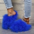 thumbnail image 4 of Slippers for Women 2025 Fall Winter Plush Fuzzy Fluffy Cozy Flat Slip On Slides Indoor House Slippers, 4 of 7