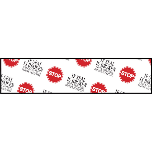 Printed Tape "Stop if Seal is Broken" 2"W x 3000' - Case of 6 Rolls