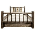 thumbnail image 6 of Homestead Collection Queen Storage Bed w/ Laser Engraved Pine Design, Stain & Clear Lacquer Finish, 6 of 10