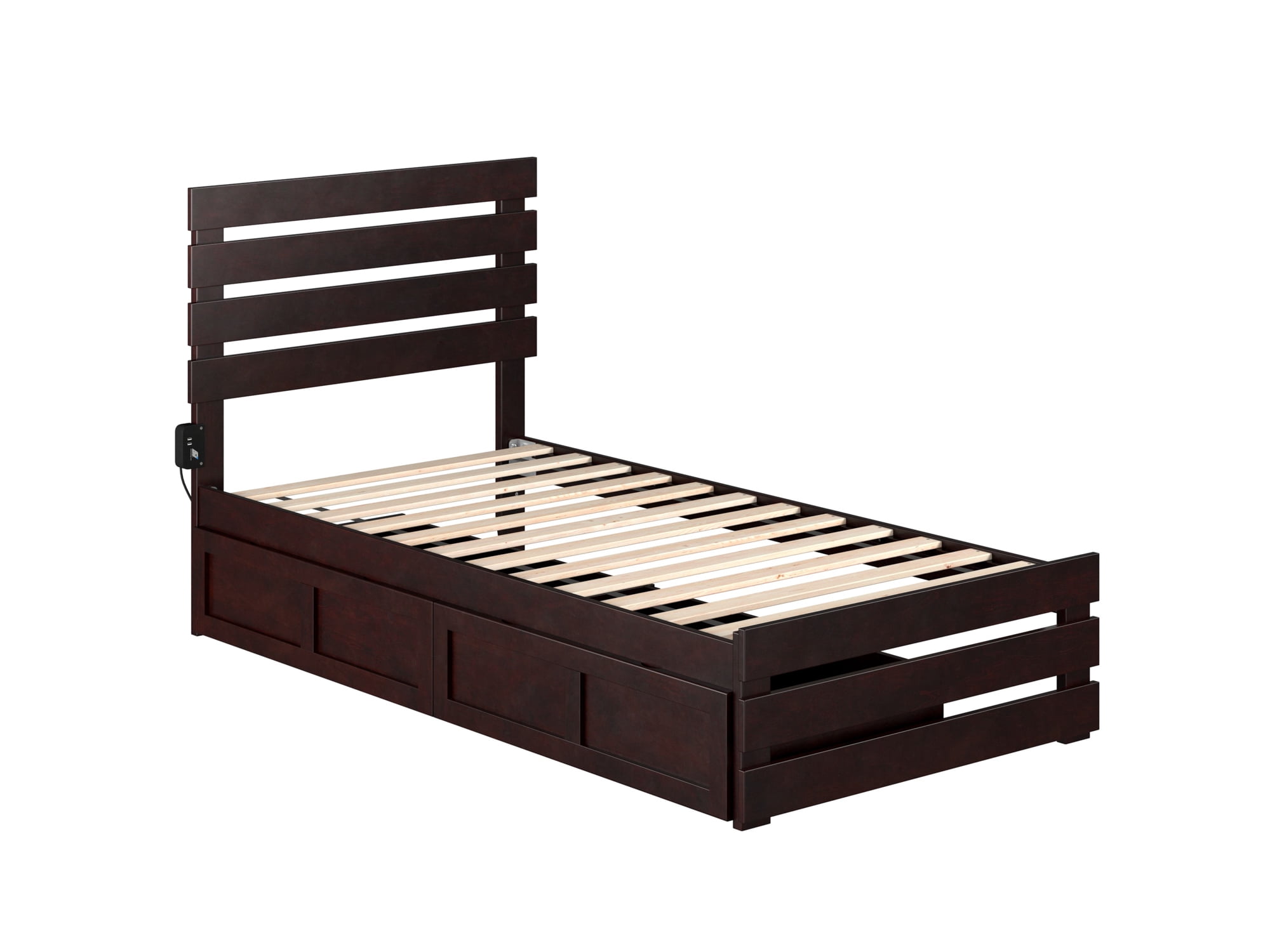 AFI Oxford Twin Wood Platform Bed with Headboard Footboard & 2 Storage Drawers, Espresso