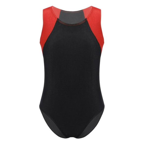 JanJean Kids Boys Gymnastics Leotard Sleeveless One Pieces Bodysuit for Dance Sports Workout Red&Black 12