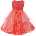 thumbnail image 3 of Little Girl Flower Girl Dress Sequin Lace Top Rhinestone Belt & Ruffle Skirt White 4 MBK357, 3 of 3