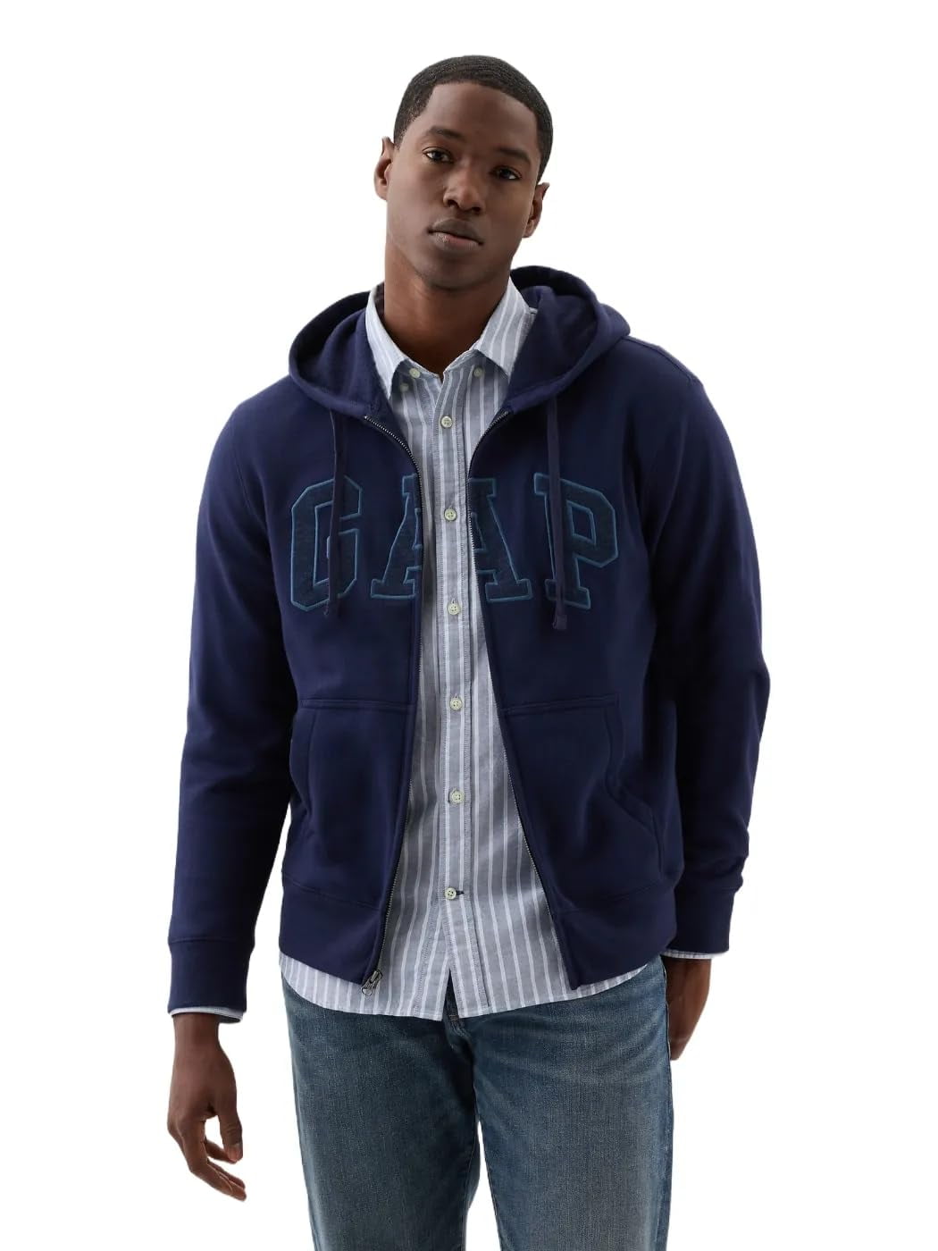 GAP Mens Fleece Arch Logo Full Zip Hoodie (XL, Blue) - Walmart.com