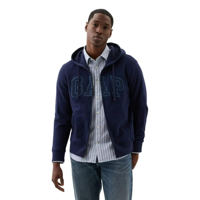 Sudadera GAP con Capucha y Cierre, Lana, Azul Marino, Talla XL