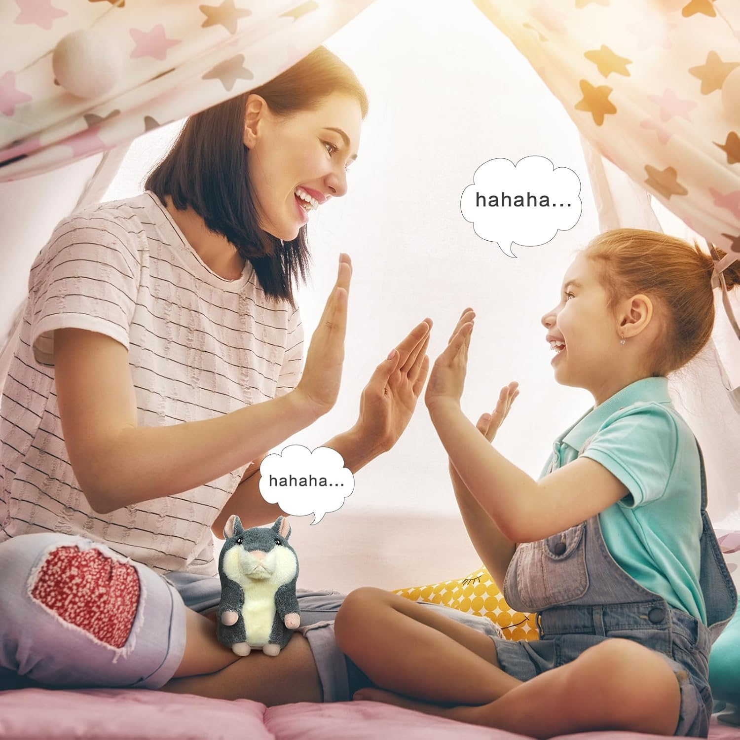 Plush Interactive Toys Talking Hamster Repeats What You Say Talking Stuffed Animal Talk Back Hamster Toy for Kids Interactive Hamster Toy for Birthday Funny Gift Kids Early Learning, 2Pack, Gray