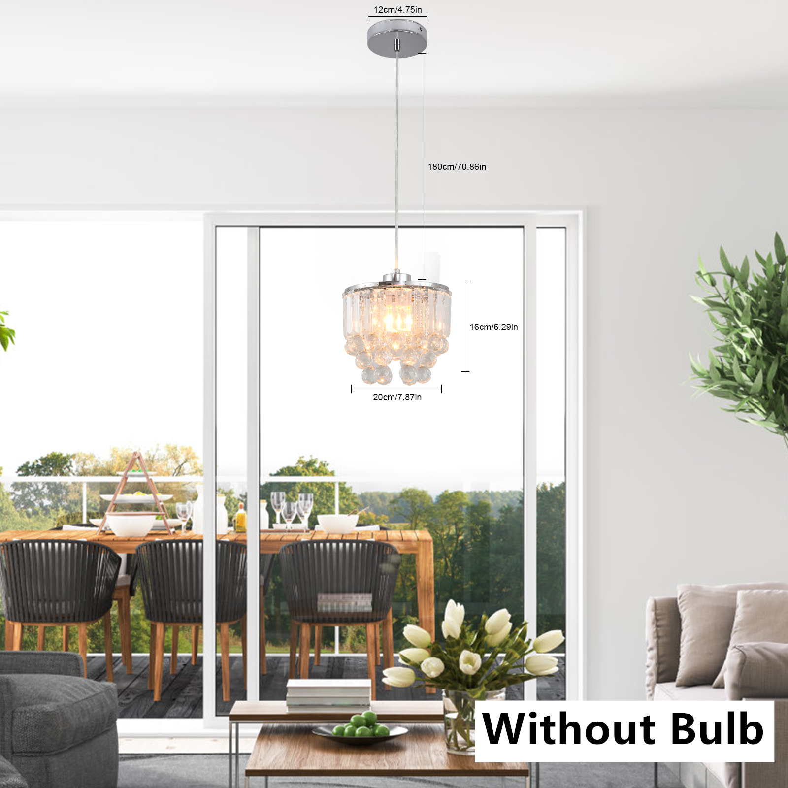 MONIPA Modern Simple Electric Transparent Crystal Chandelier 3 Pack