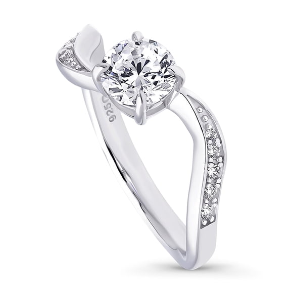 BERRICLE Sterling Silver Solitaire Wedding Engagement Rings 0.8 Carat Round Cut Cubic Zirconia CZ Woven Ring for Women, Rhodium Plated Size 5