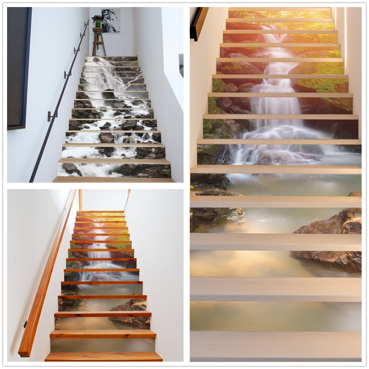 3D Stair Riser Staircase Stickers Mural PVC Wall Tiles Decals Self Adhesive Home