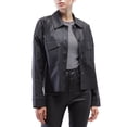 thumbnail image 1 of Oat Coated Faux-Leather Shirt Jacket, Medium, Black, 1 of 1