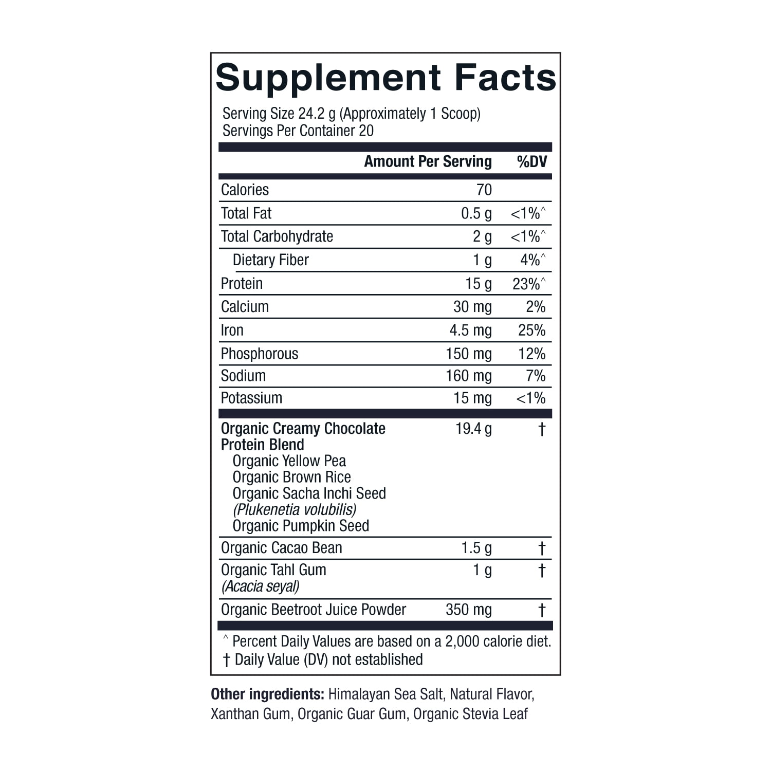 Essential Elements Plant-Based Organic Protein Powder - Creamy Chocolate Flavor - Vegan, Sugar-Fee & Keto-Friendly - Yellow Pea & Sacha Inchi Protein Blend - 20 Servings