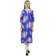 thumbnail image 6 of Bimba Women's Floral Printed Designer Straight Blue Casual / Sleeve Kurti - 4, 6 of 7