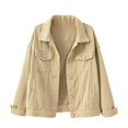 thumbnail image 2 of Women Spring And Autumn Coats Warm Solid Long Sleeve Denim Jacket Outerwear, 2 of 5
