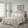 thumbnail image 3 of Laura Ashley Home - Juego de edredón tamaño King, ropa de cama reversible de algodón con fundas a juego, decoración del hogar para todas las estaciones (Amberley Biscuit King), 3 of 5