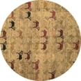 thumbnail image 1 of Ahgly Company Indoor Round Abstract Brown Modern Area Rugs, 5' Round, 1 of 4