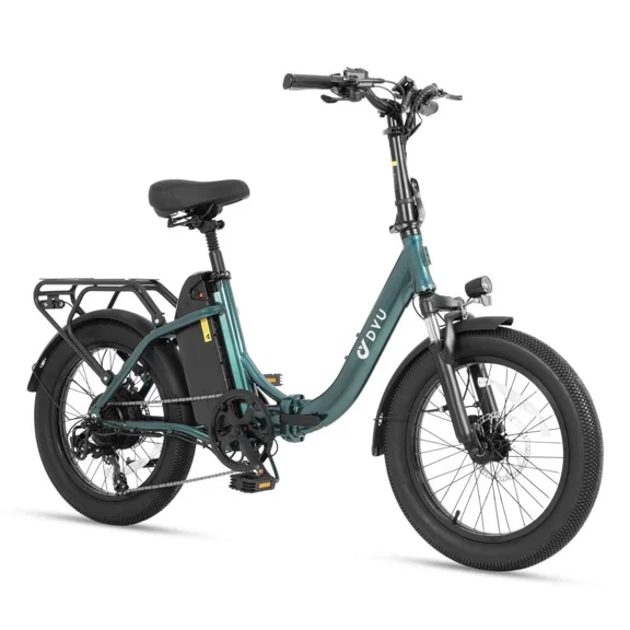 DYU C9 Foldable Electric Bike, 48V 15.6Ah Removable Battery and Peak 750 Motor, Max Speed 28 Mph, up to 52 Miles, Dual Oil Disc Brake, LED Display, Easy Assembly, Green