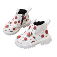 thumbnail image 2 of Girls Cute Ankle Boots Strawberry Printed Side Zipper Booties Kids Comfy Platform Non-Slip Short Boots White 10 Little Kids, 2 of 7