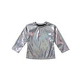 thumbnail image 3 of TSSOE Kids Girls Glitter Shiny Metallic Long Sleeve Dance Jazz Hip Hop Tank Tops Performance T Shirt Black 110, 3 of 7
