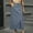 *Light Blue, variant on ClodeEU Women Midi Length High Waisted Button Skirts ,Casual Elastic Waist Long A Line Skirt with Slit Dark Blue,Womens Plus S