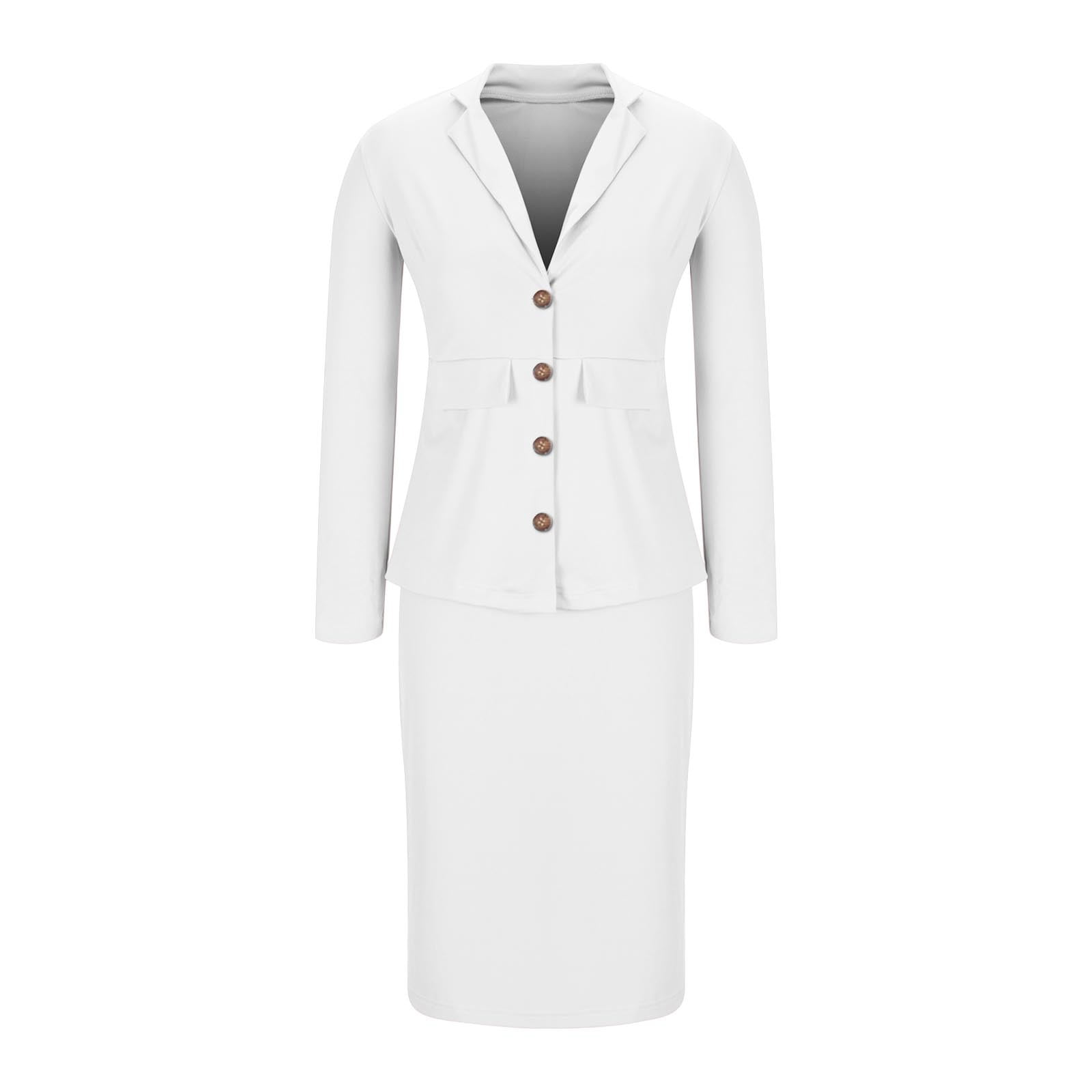 Graduation Dresses for Women Women's Business Skirt Suit Set 2 Piece Office  Outfits Lapel Blazer and Pencil Skirt Work Office Suits Wedding Guest Dress  S-45 White L - Walmart.com