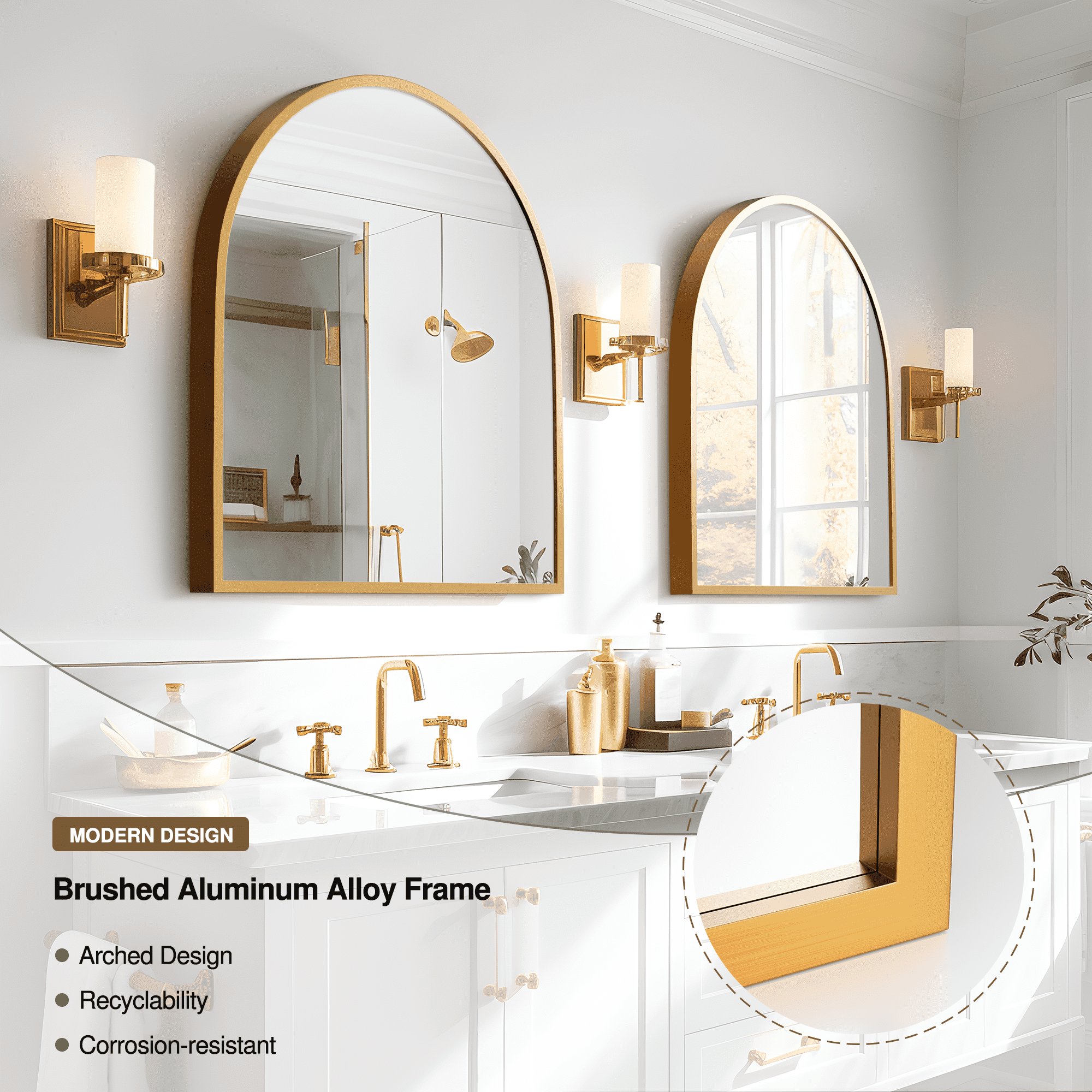 MAYEERTY 30x27 Wall Mounted Vanity Mirror Modern Bathroom Vanity Mirror for Bedroom