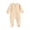 Beige, variant on Baby Footed Pajamas with Mitten Cuffs Solid Color Round Neck Rompers Unisex Newborn Infant 2 Ways Zipper Cotton Footie Pjs