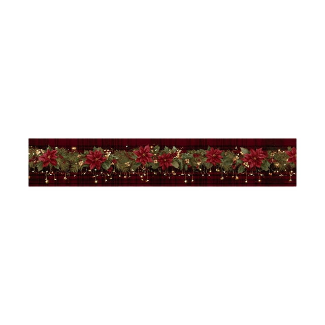 Christmas Table Cloth 72 in x 13 in Waterproof Polyester Multicolor Holiday Decoration for Coffee Table or Dining Table