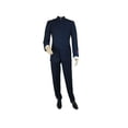 thumbnail image 2 of Men Apollo King Banded Collarless suit Mandarin 5 Buttons Wide leg M5-2 Navy, 2 of 9