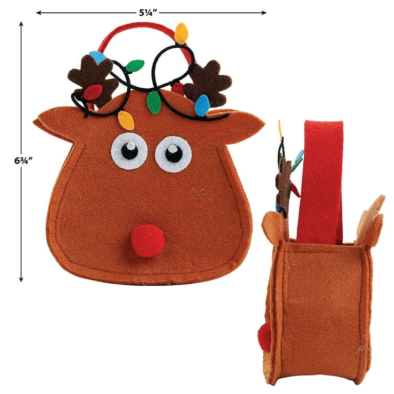 Current Reindeer Felt Christmas Treat Bags, Set of 6 Gift Bags, 5.25 inch  by 6.75 inch, for Children Holiday Parties Teachers Decorations 