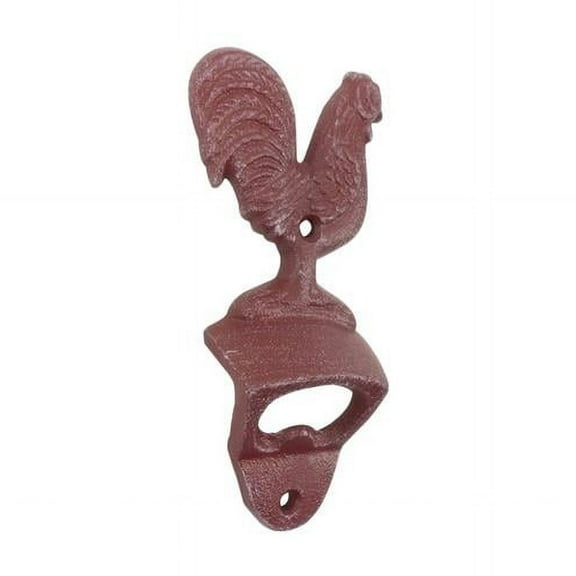 Handcrafted Model Ships K-1458-ww-red 6 x 1 x 3 in. Rustic Red Whitewashed Cast Iron Rooster Bottle Opener