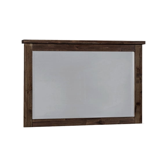 Rectangular Mirror with Wooden Encasing and Grains Brown - Saltoro Sherpi
