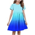 thumbnail image 2 of MKOSPLRT Girls Gradient Babydoll Dresses 4-15 Years Short Sleeve Swing Tiered Dress Casual Beach Midi Dress Swing Skater Twirl Dresses, 2 of 5