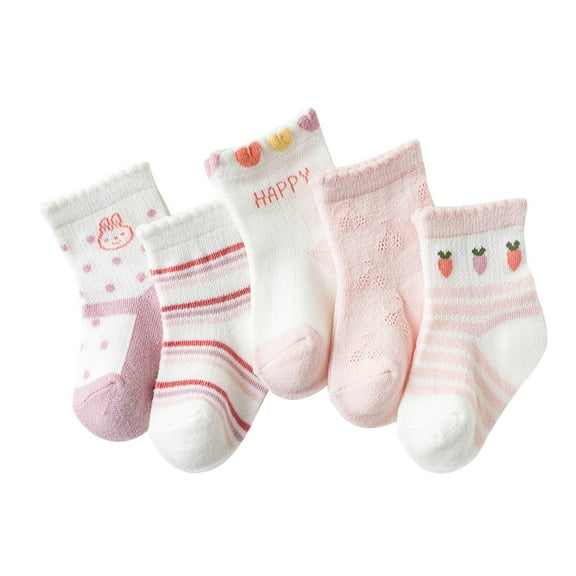Uccdo 5 Pairs Baby Boys Girls Cute Cotton Socks Toddlers Kids Soft Breathable Ankle Socks 1-8Y