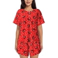 thumbnail image 1 of Balery Red Ladybugs On White Dotted Conjunto de Pijama para Mujer con Estampado, Dos Piezas de Manga Corta y Shorts, Ropa de Dormir Suave con Cuello Redondo y Bolsillos-Large, 1 of 6
