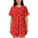 thumbnail image 1 of Fotbe Red Ladybugs On White Dotted Conjunto de Pijama Estampado para Mujer, 2 Piezas, Ropa de Dormir con Camiseta de Manga Corta y Shorts Suaves-Large, 1 of 6